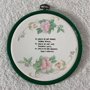 Vintage Ceramic Friendship Quote W Flowers Wall Decor